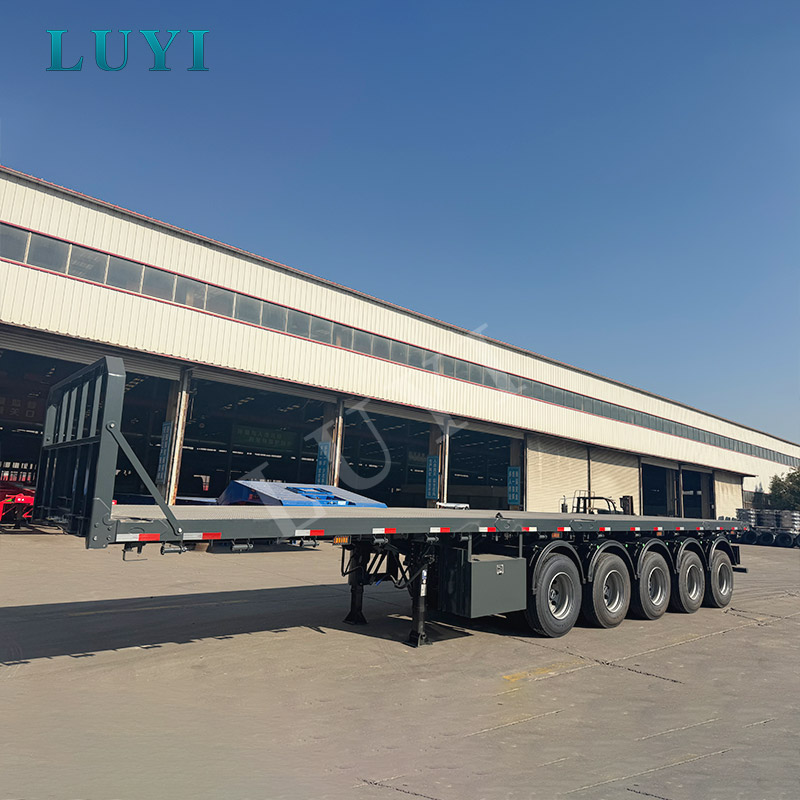 Semi-remorque à plat à 5 essieux pour transport de conteneurs de 13,6 M