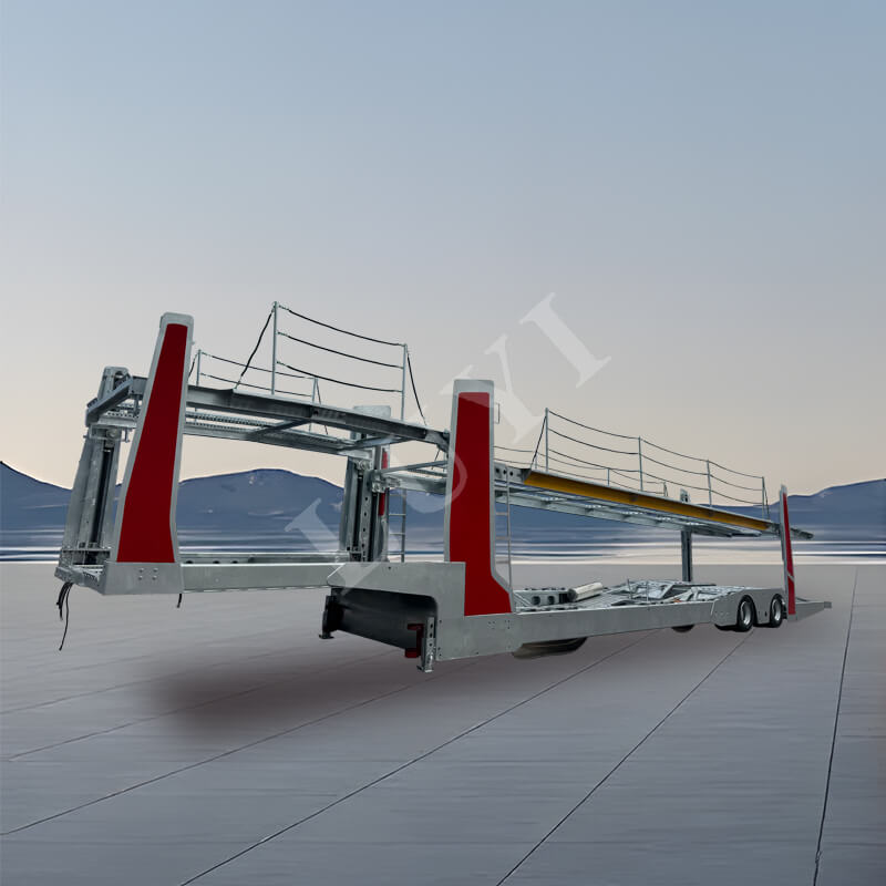 Transporteur de voiture à deux étages de type élévateur à 2 essieux de 17 mètres Transporteur de voiture à deux étages de type élévateur à 2 essieux de 17 mètres