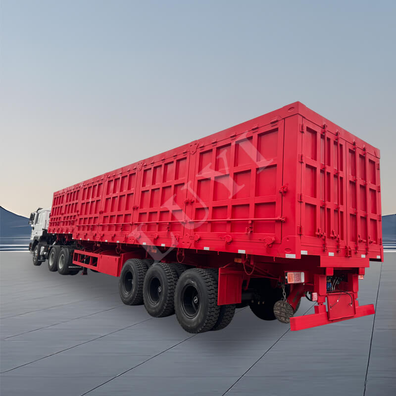 Semi-remorque à paroi latérale à benne basculante à 3 essieux de 60 à 80 tonnes