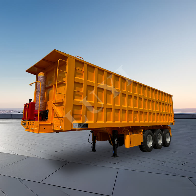 Semi-remorque benne basculante arrière 3 essieux 60 tonnes