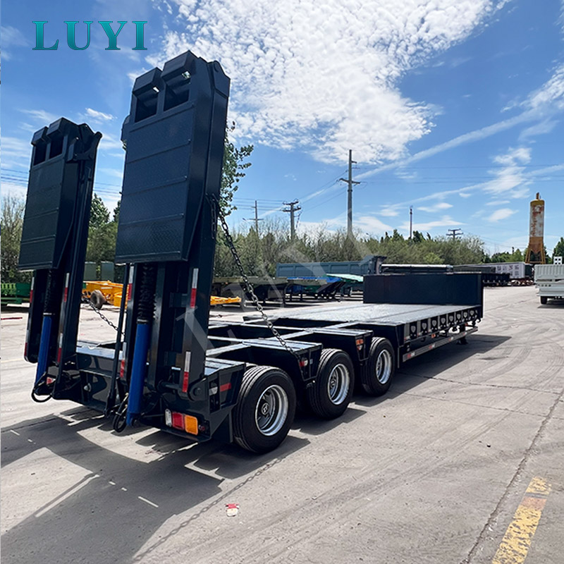 3 lignes 6 essieux 80T semi-remorque surbaissée pour le transport de machines lourdes