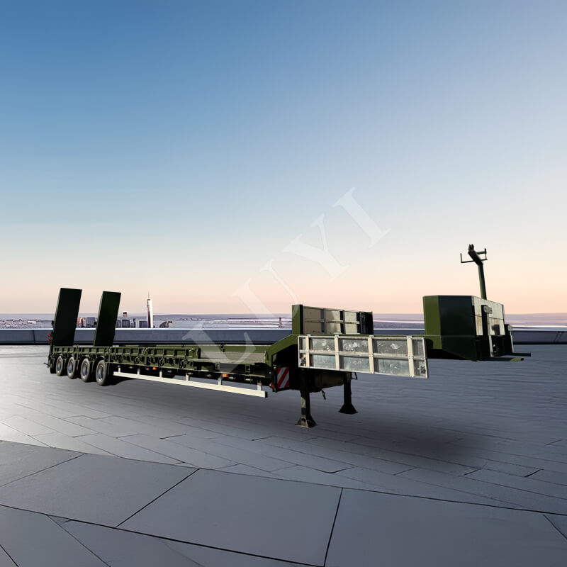 Semi-remorque surbaissée col de cygne à 4 essieux, 60 tonnes