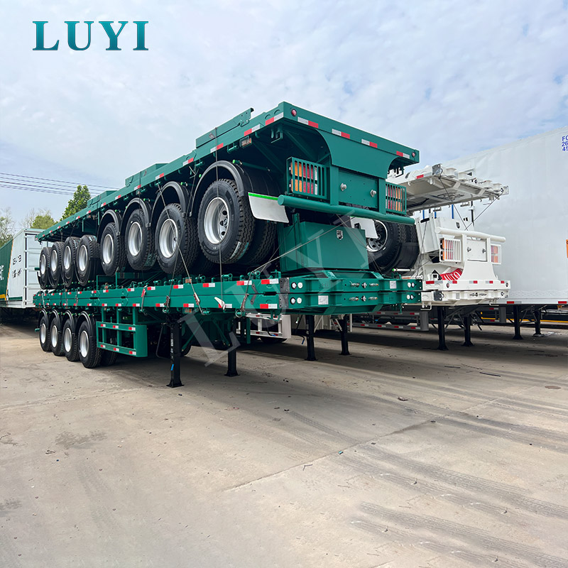 Semi-remorque à plateau à 4 essieux de 80 tonnes pour le transport de conteneurs, de machines et de marchandises lourdes