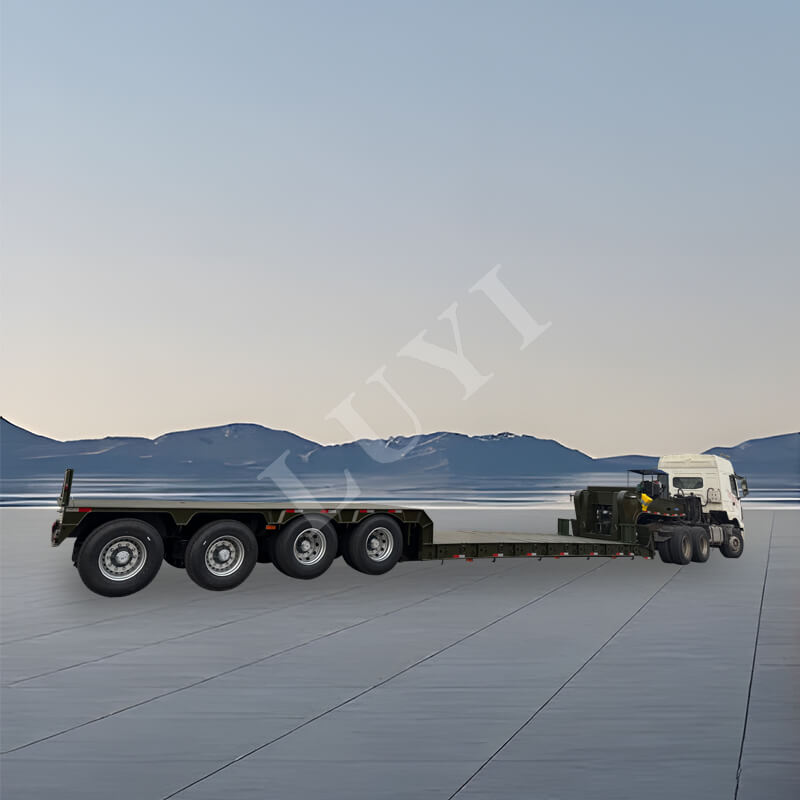 Remorque de camion surbaissée à col de cygne amovible à 4 essieux, 150 tonnes Remorque de camion surbaissée à col de cygne amovible à 4 essieux, 150 tonnes