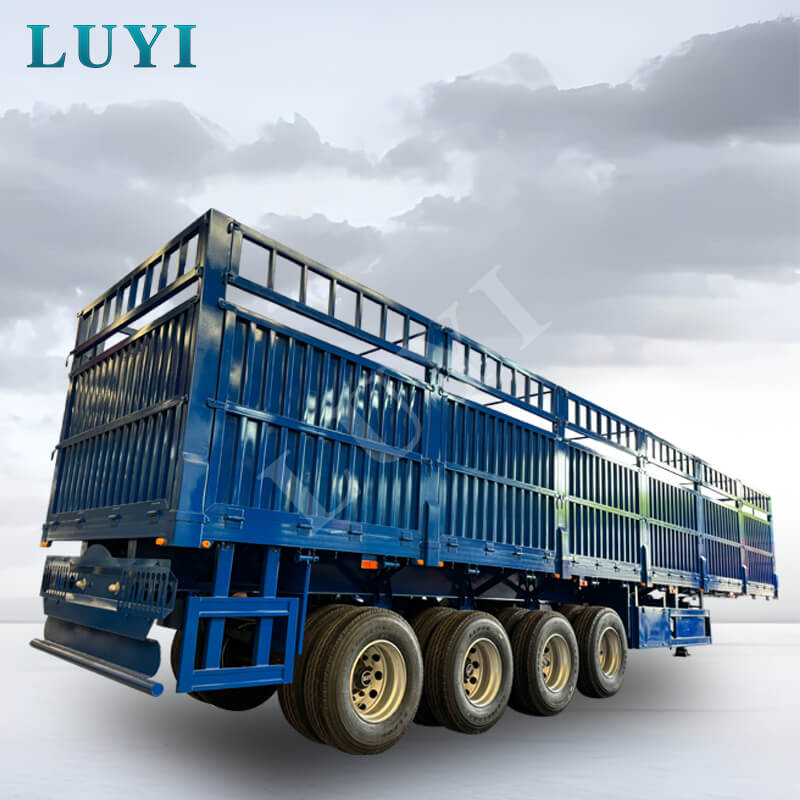 Semi-remorque à ranchers à déversement latéral à 4 essieux