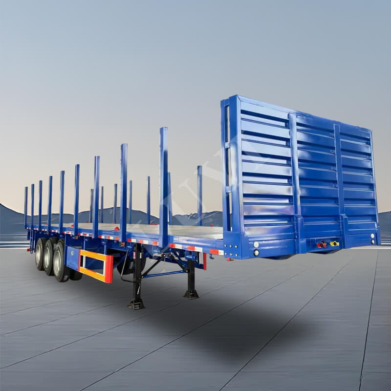 Semi-remorque à plateau en acier à 3 essieux de 40 pieds, 50 tonnes