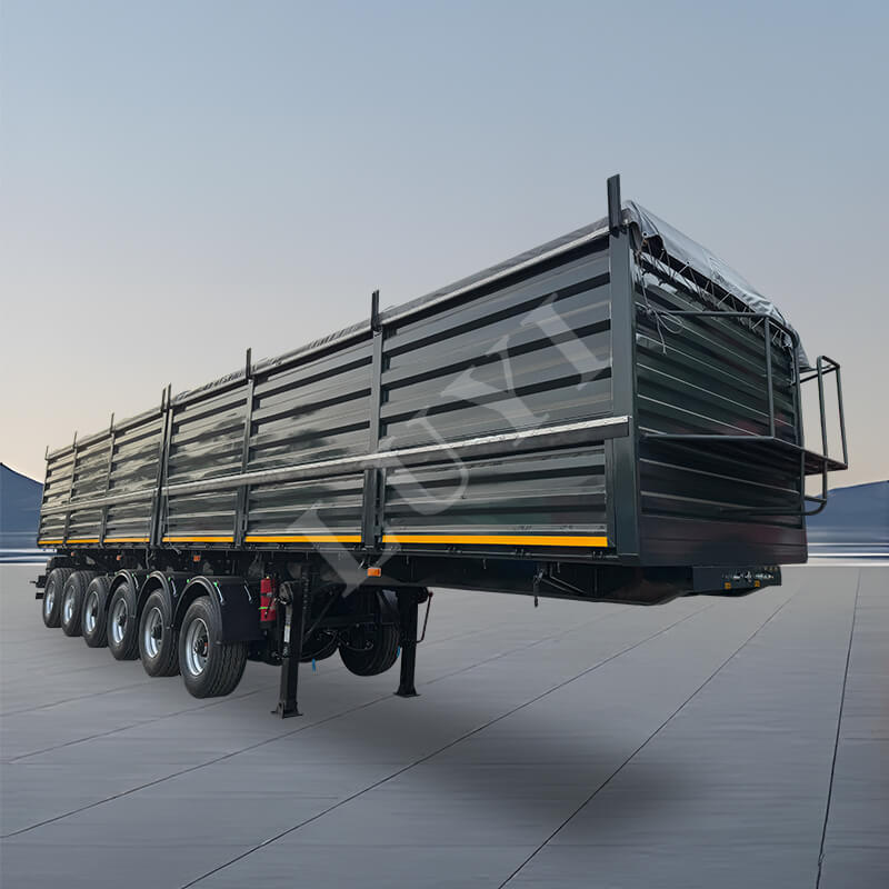 Semi-remorque personnalisée à paroi latérale, capacité de charge de 100 tonnes, 6 essieux