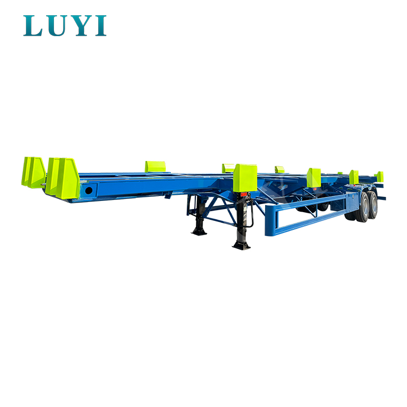 Semi-remorque squelettique de transport de conteneurs de quai de 60 tonnes