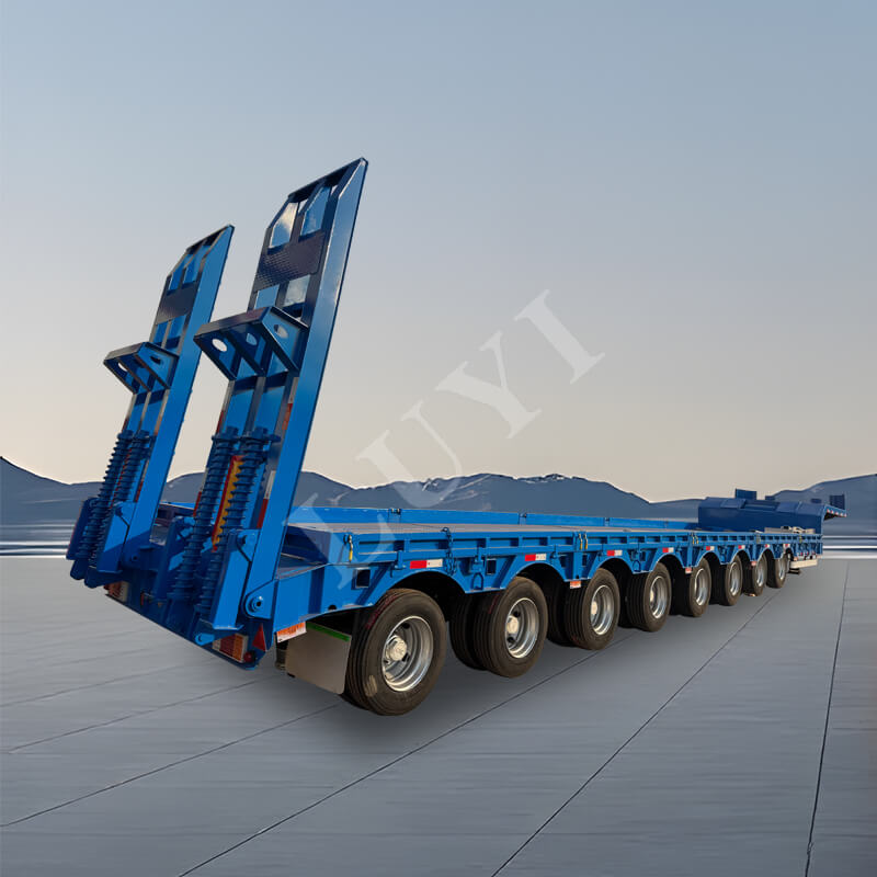 Remorque surbaissée robuste à col de cygne, 8 essieux, 150 tonnes