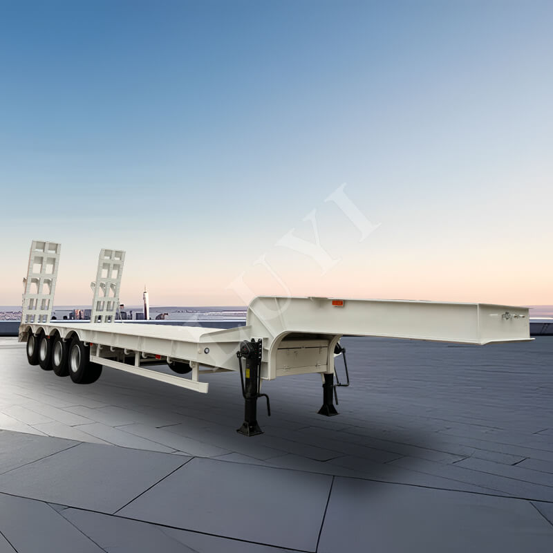 Remorque surbaissée robuste à 4 essieux avec échelle mécanique pour le transport de machines lourdes