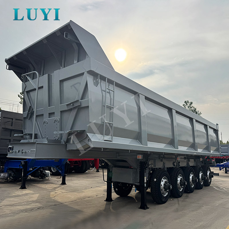 Semi-remorque à basculement arrière à cinq axes gris LUYI