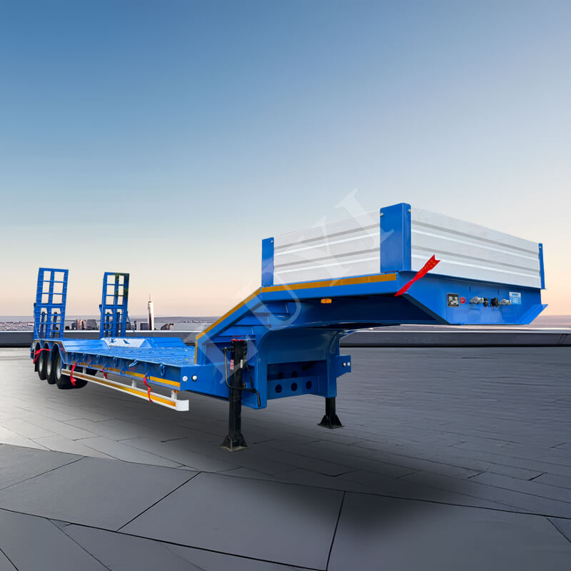 Semi-remorque surbaissée à trois essieux avec une capacité de charge de 40 à 80 tonnes
