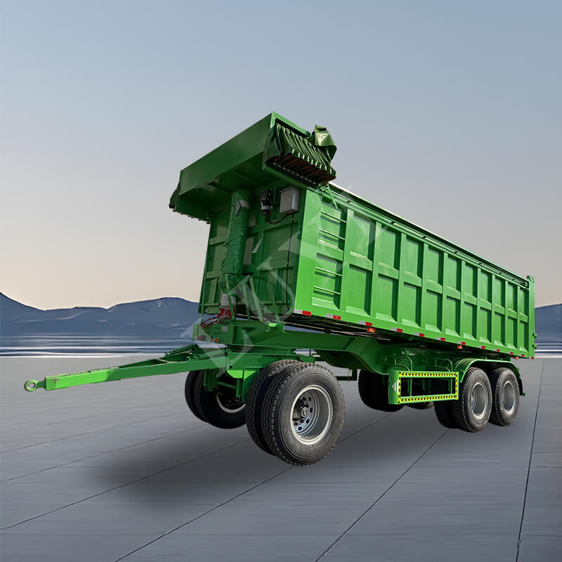 Semi-remorque de déchargement arrière rectangulaire à deux axes 30/50 cubes